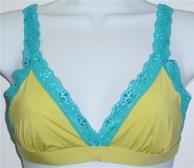 36 A/B ~ Xhilaration Yellow Green Lace Soft Cup Triangle Bra #136376 36A/36B
