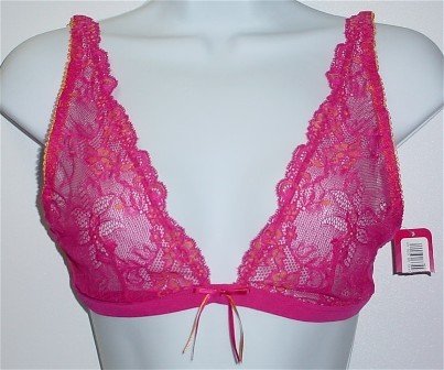36 A/B ~ Xhilaration Dark Pink Sheer Lace Soft Cup Triangle Bra #133980 36A 36B