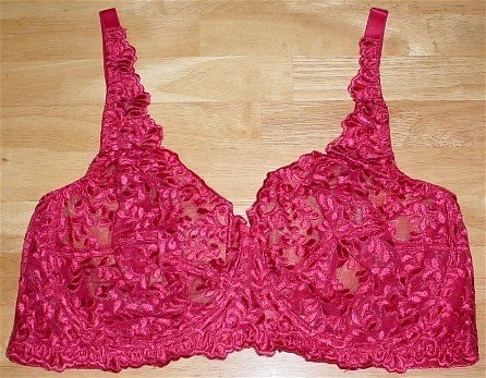 42D ~ Valmont Embroidered Lace Underwire Soft Cup Cranberry Red Bra #8310 42 D