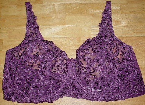 48D ~ Valmont Embroidered Lace Soft Cup Underwire Plum Purple Bra #8310 48 D