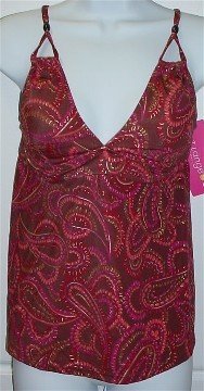 Liz Lange Maternity Brown Paisley Print Tankini Swimsuit Bathing Suit Top #134174 ~ S Small 4-6