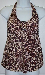 Liz Lange Maternity Animal Leopard Print Tankini Swimsuit Bathing Suit Top #134175 ~ S/Small 4-6
