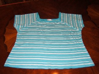 White and aqua stretchy t-shirt - 100% cotton - 3X