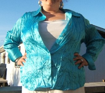 Ravishing aqua blue satin shirt - Size 20