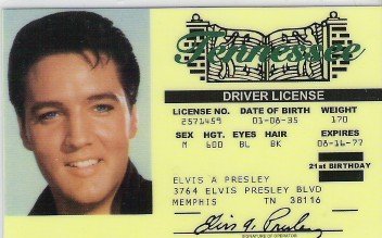 ELVIS DRIVERS LICENSE