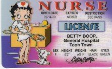 BETTY BOOP NURSE LICENSE