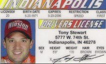 TONY STEWART DRIVERS LICENSE