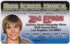 ZAC EFRON DRIVERS LICENSE