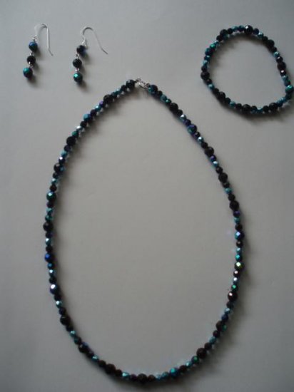 aurora borealis Celestial Crystal and Czech glass necklace, bracelet and earrings