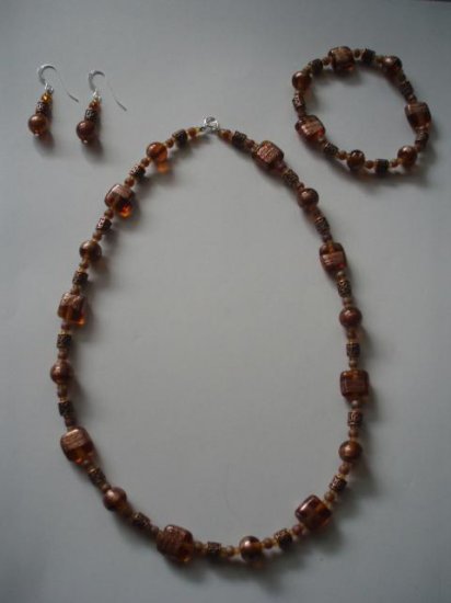 Murano glass and copper beads set