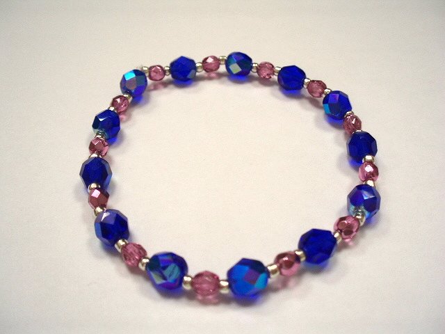 Czech glass bracelets Blue and pink