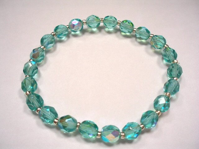 Aqua Czech glass bracelet