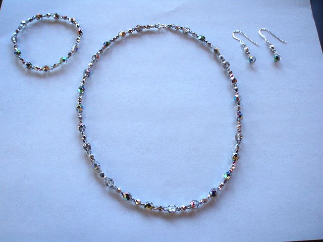 Czech Vitrail set bracelet, earrings and necklace