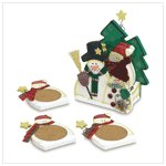 Wood Snowman Coasters - 6 pc