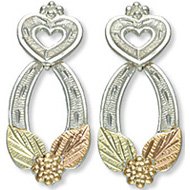 Black Hills Gold Silver Hearts Dangle Post Earrings