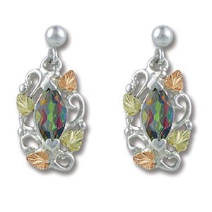 Black Hills Gold Mystic Fire Topaz Silver Earrings
