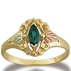 Black Hills Gold Genuine Marquise Emerald Ring
