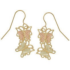 Black Hills Gold Earrings Butterflies French Hook