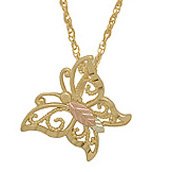 Black Hills Gold Pendant Necklace Butterfly