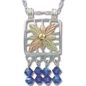 Black Hills Gold With Blue Swarovski Crystal Necklace