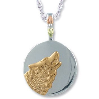 Black Hills Gold Howling Wolf Sterling Silver Necklace