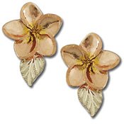 Black Hills Gold Plumeria & Leaves Post Earrings