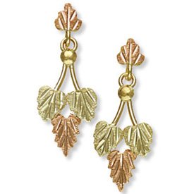 Black Hills Gold 4 Leaves & Grape Post Earrings