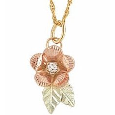 Black Hills Gold Necklace Rose & Diamond