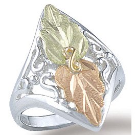Black Hills Gold On Sterling Silver Ladies Ring