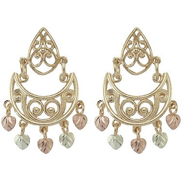 Black Hills Gold Earrings Scrolls Dangle Post