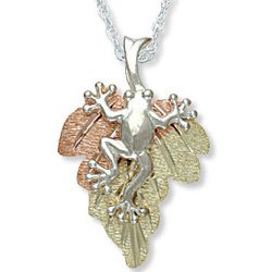 Black Hills Gold Leaf Sterling Silver Frog Necklace