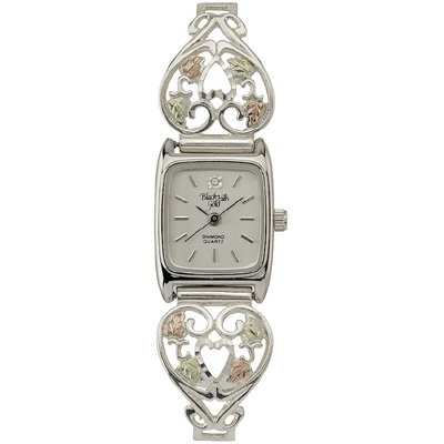 Black Hills Gold Watch Ladies Diamond Sterling Silver Heart