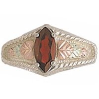 Black Hills Gold Ring Ladies Garnet Marquise Sterling Silver