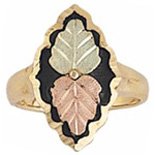 Black Hills Gold Ring Ladies 2 Leaves Antiqued