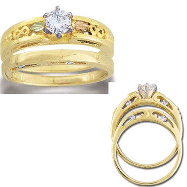 Black Hills Gold Diamond Infinity Wedding Set .41 14K