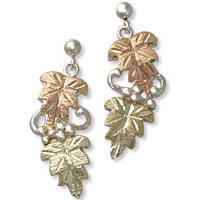 Black Hills Gold Sterling Silver Dangle Post Earrings