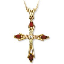 Black Hills Gold Cross Diamond & Gemstone Necklace Available In GENUINE Ruby Sapphire Or Emerald