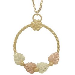 Black Hills Gold Pendant Necklace Hoop & Leaves