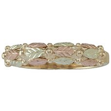 Black Hills Gold Ring Ladies 3 Rows Leaves & Grapes