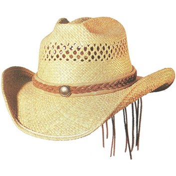 Shady Brady Cowboy Hat Raffia Straw Vented Suede Braid & Piping Large