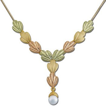 Black Hills Gold Pearl Drop Festoon Chain Necklace