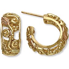 Black Hills Gold Hoop Post Earrings