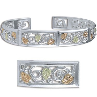 Black Hills Gold On Sterling Silver Cuff Bracelet