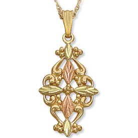 Black Hills Gold Cross & Gold Filigree Necklace