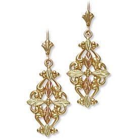 Black Hills Gold Cross & Gold Filigree Earrings