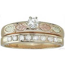 Black Hills Gold Ring Ladies Wedding Set 9-Diamond .41 Bridal