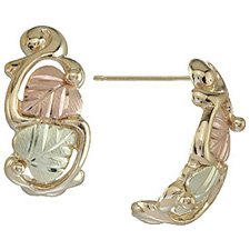 Black Hills Gold Earrings Fancy J Shaped Post