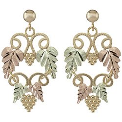 Black Hills Gold Earrings 4 Leaves Dangle Post