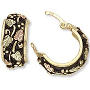 Black Hills Gold Antiqued Hoop Latch Close Earrings