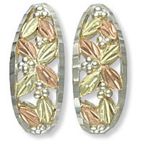 Black Hills Gold 8 Leaves J Shaped Sterling Silver Post Earrings